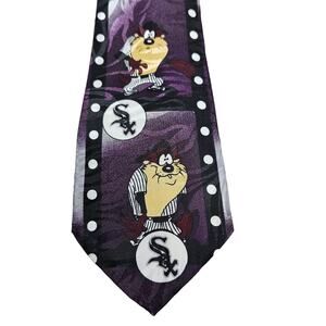Vintage 90s Looney Tunes MLB Chicago White Sox Taz Baseball Uniform Mens Necktie